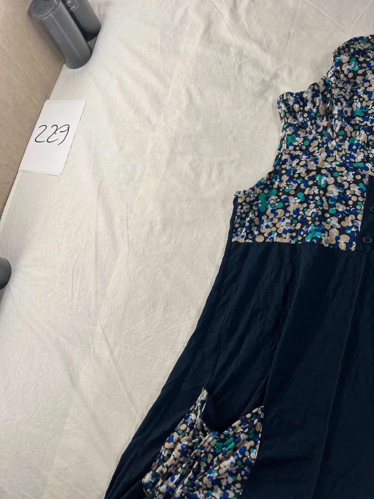 Vestido vintage azul marino con motivos casual talla 40 – photo 4